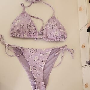 NWT - Aerie Lavender Paisley Bikini Set - L